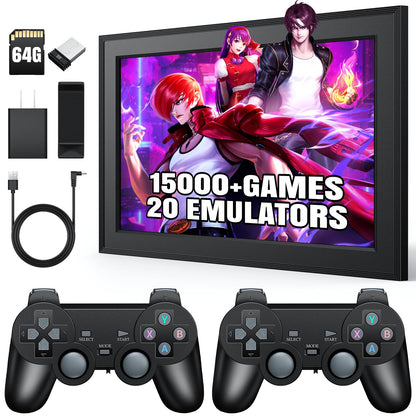 2024 NEW Retro Gaming Console With 10.1 Inch Frameo WiFi Digital Picture Frame 2K HD Output, 15000+ Plug and Play Video Games, 20 Emulator Console 2 in 1 Video Game Console With 2 Wireless Controllers