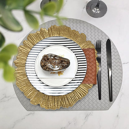 Leemxiiny Reef Gold Charger Plates, Set of 6 Decorative Chargers for Dinner Plates Bulk for Wedding, Party, Holiday, Thanksgiving, Christmas Table Setting