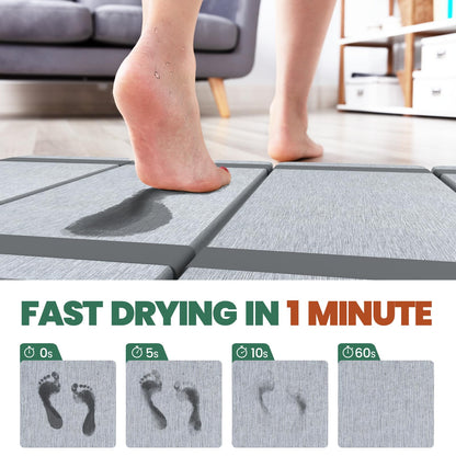 WALL QMER Foldable Stone Bath Mat, Fast Drying and Non-Slip Natural Diatomaceous Earth Mat, Multifunctional Eco-Friendly Stone Mat for Bathroom, Kitchen, 24.50" x 15.35", Light Gray