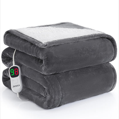 Heated Electric Blanket Blanket - Electric Throw Blanket 62"x84" for Bed- Heated Blanket with 5 Heating Levels& 4 Hours Auto off for Couch Home Office - Soft Fleece Heating Blanket for Full Body(Grey)