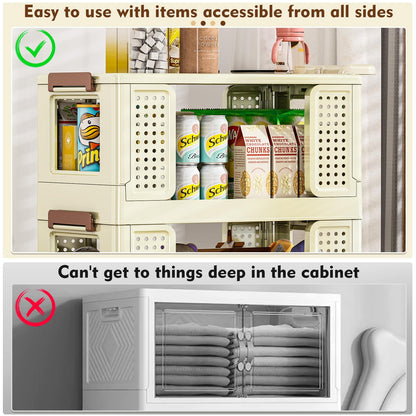 4 Tier Storage Bins with Lids, Plastic Storage Bins With Wheels, Collapsible Storage Bins With Handle, Closet Organizers and Storage