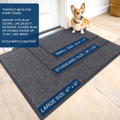 OLANLY Waterproof Heavy Duty Door Mat, Grey