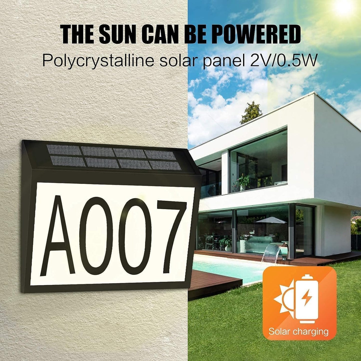 Solar Address Number Light with Auto On/Off