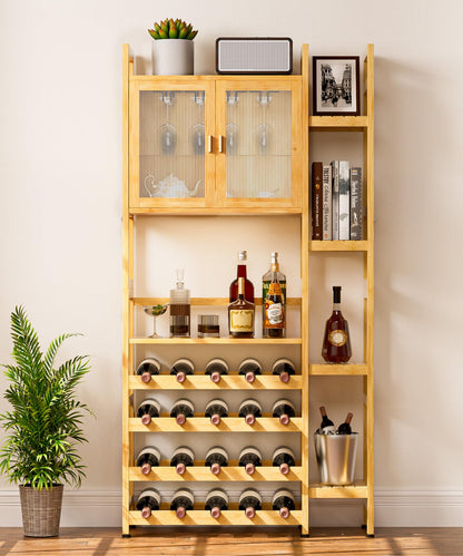 Wine Rack Cabinet with Glass Holder & Shelves