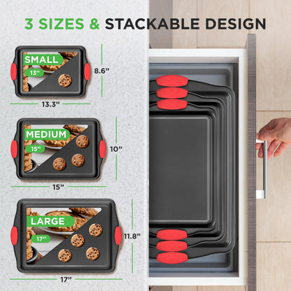 NutriChef 3-Piece Nonstick Baking Pan Set