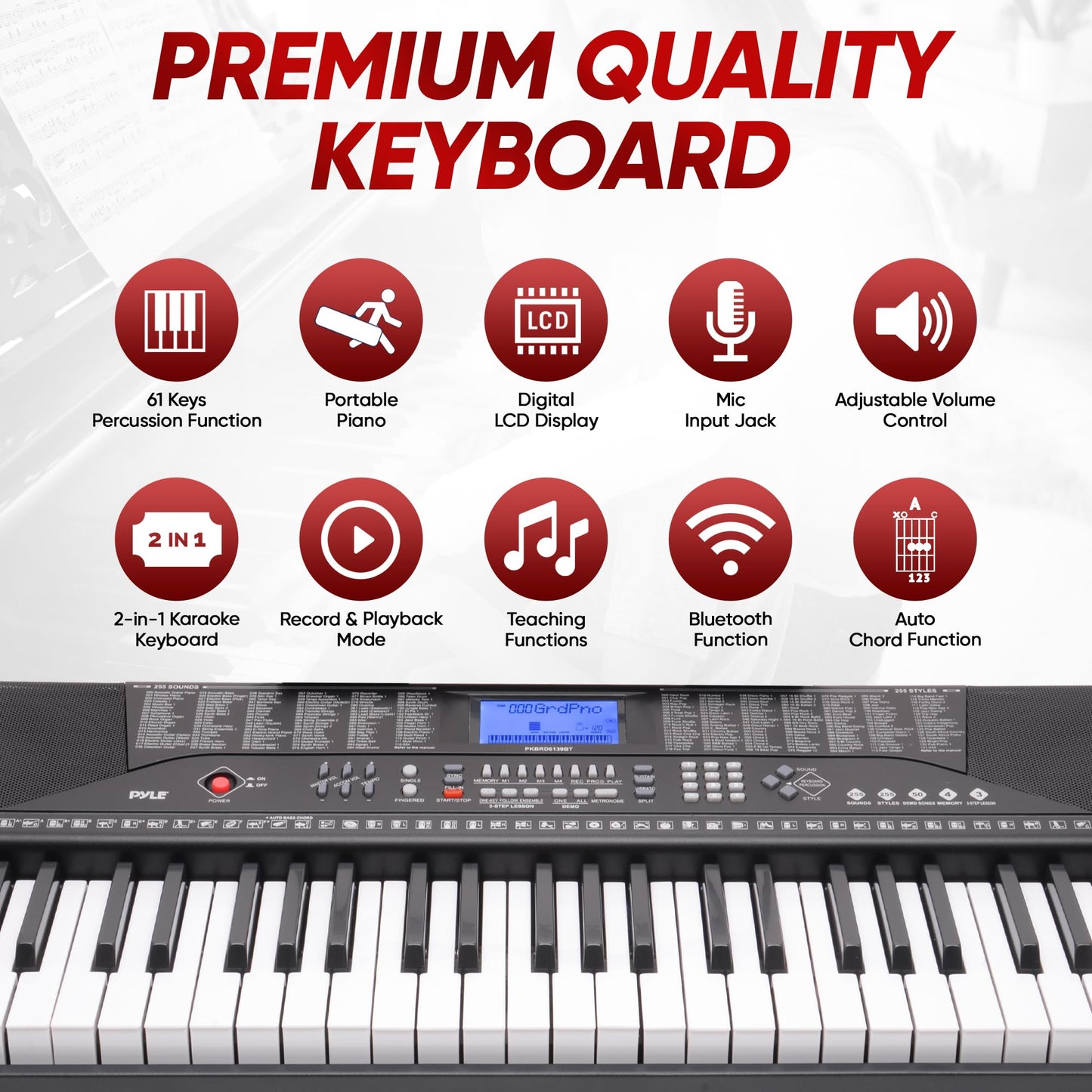 Pyle 61-Key Electric Keyboard with Accessories