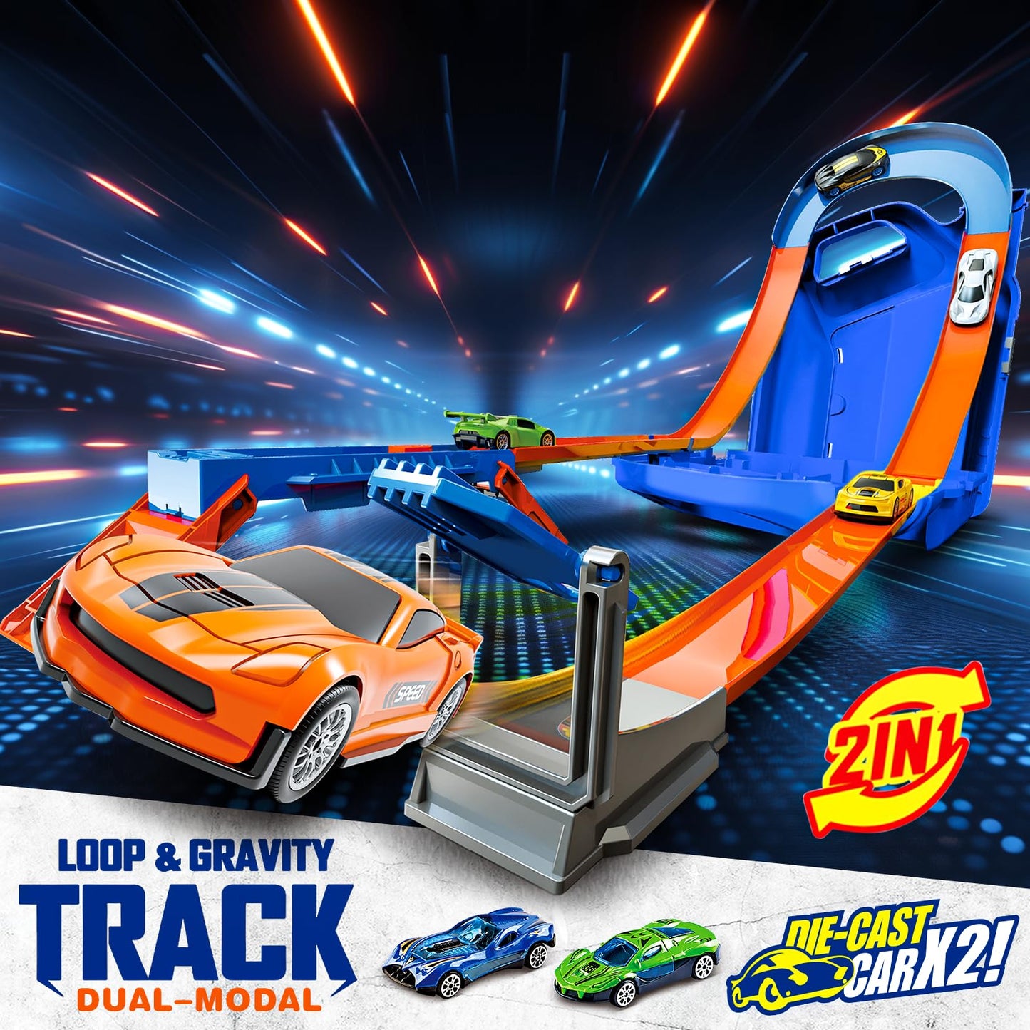 Race Track Toy Car Set with Storage Box