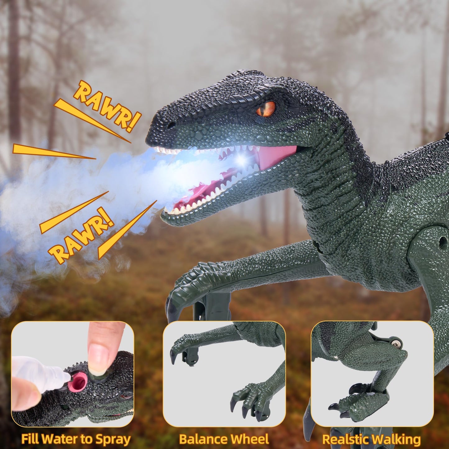 Remote Control Chasing Velociraptor Dinosaur Toy