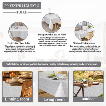 Majestic Giftware Silver Print Tablecloth for Dining