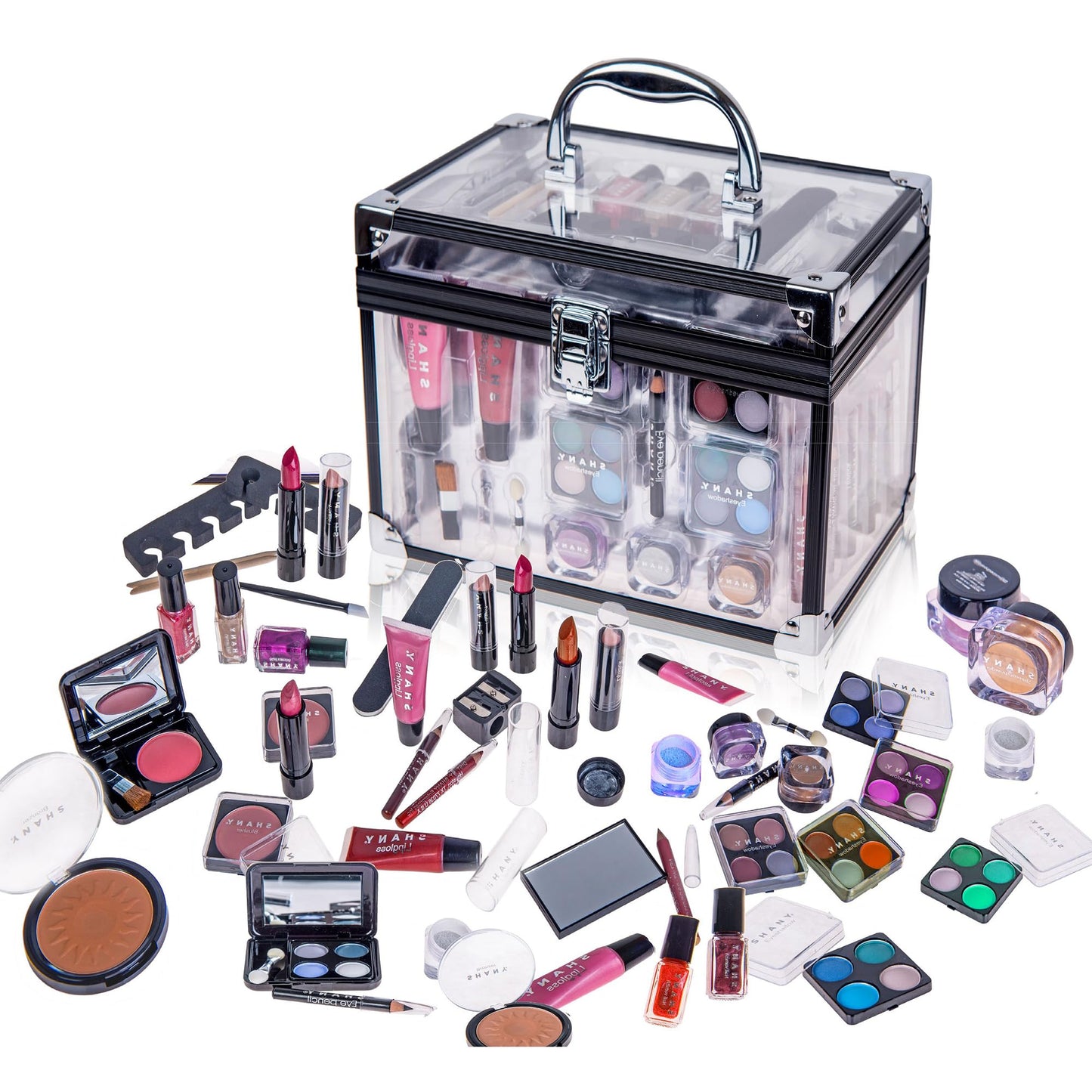 SHANY Makeup Train Case with Eye Palettes & Brushes