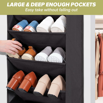 Shoe Organizer with 6 Large Pockets, Over Door