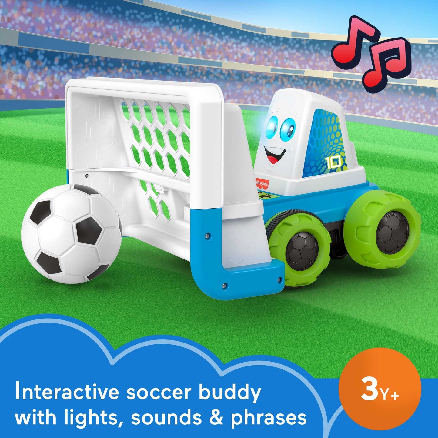 Fisher-Price Electronic Soccer Game Goaldozer Toy Motorized Net with Lights & Sounds for Preschool Sports Play Ages 3+ Years