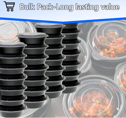 Mr Miracle 32 OZ Round Meal Prep Containers 50 Pack