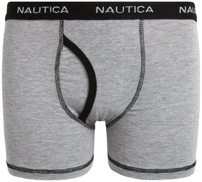 Nautica Boys' Underwear - 3 Pack, 6 Pack Stretch Cotton Boxer Briefs (Size: 4-18), Size 12-14, Black/Light Grey/Medium Grey-3pk