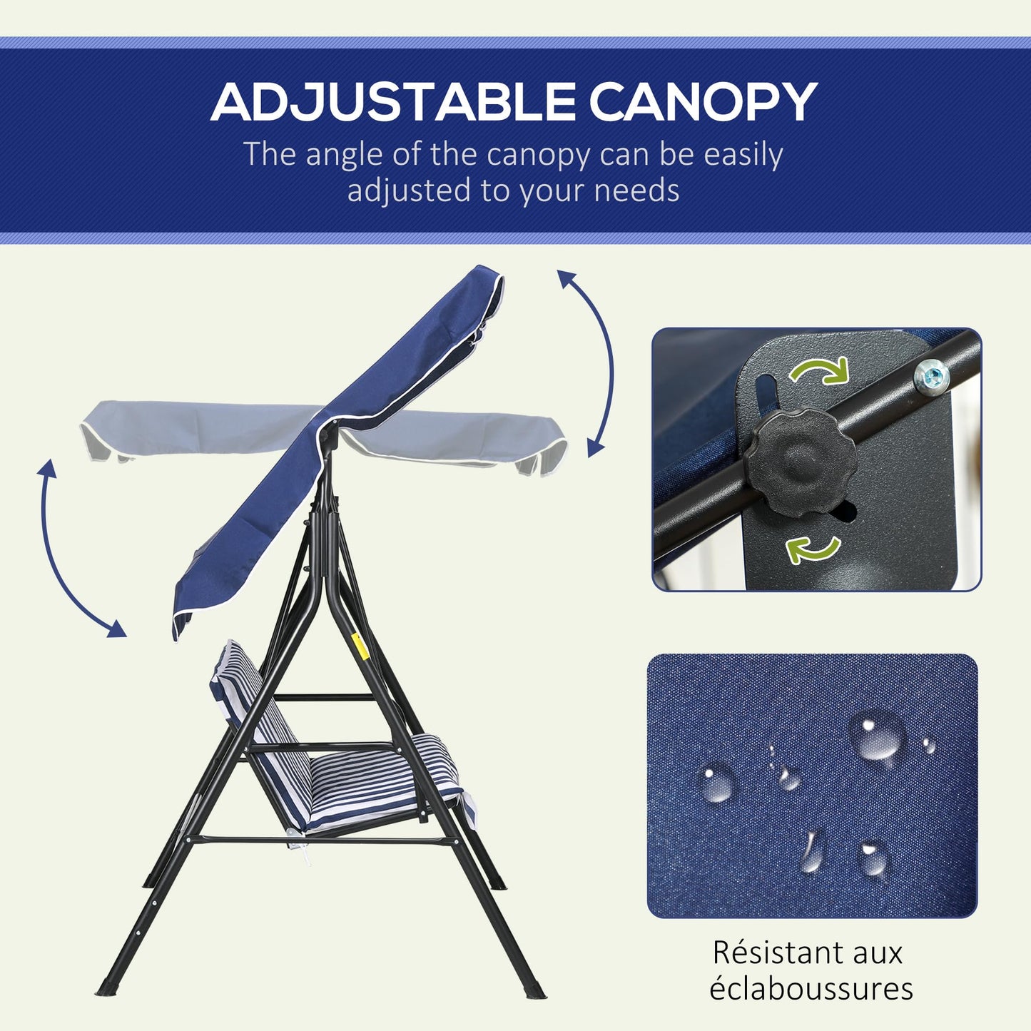 Outsunny 3-Seat Patio Swing Chair with Canopy