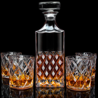 Whiskey Decanter Set with 4 Glasses Gift Box