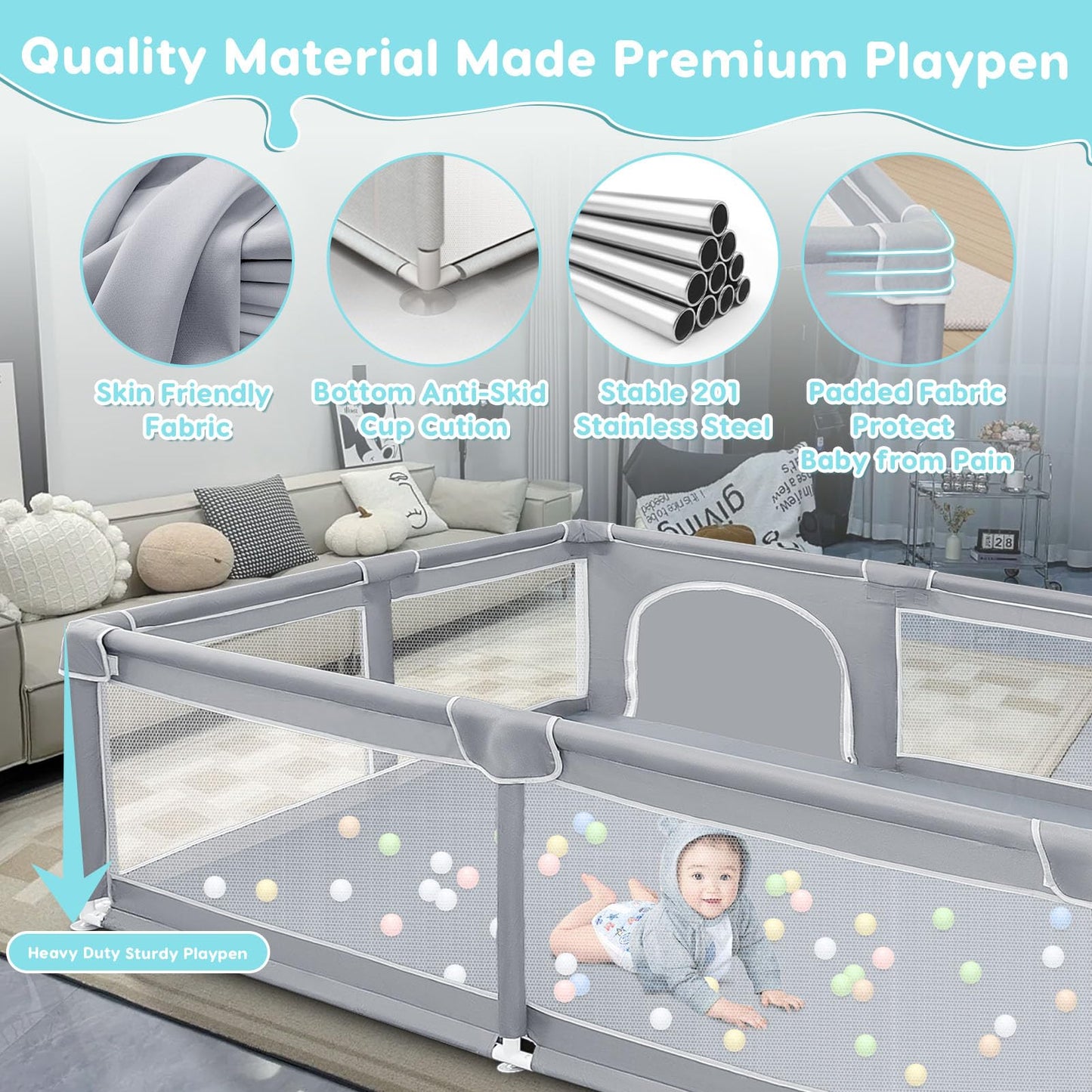 Fshibila Baby Playpen for Indoor & Outdoor Use