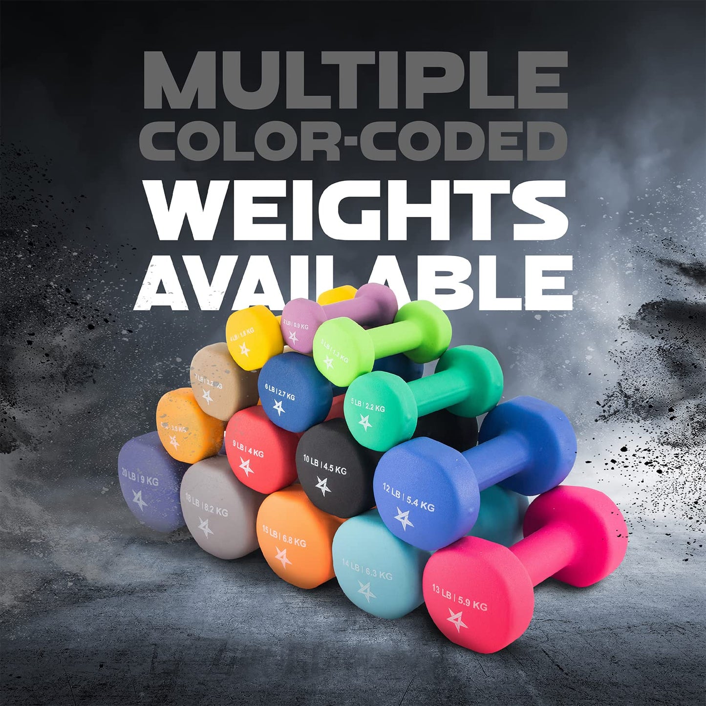 Yes4All 20 lbs Non-Slip Neoprene Dumbbells Pair
