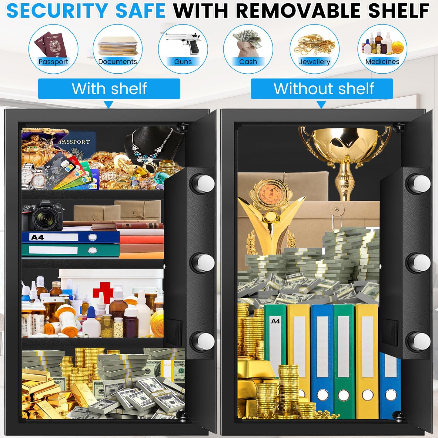 4.0 Cuft, Fireproof Waterproof Safe for Home Security