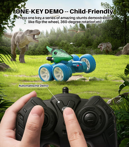 DODOELEPHANT Mini Remote Control Car,Dinosaur RC Car Truck Toys for Toddlers 1:28 Scale with Light,4WD,2.4Ghz Rechargeable,All Terrains for Boys Kids Girls Indoor Ages 8+ Green