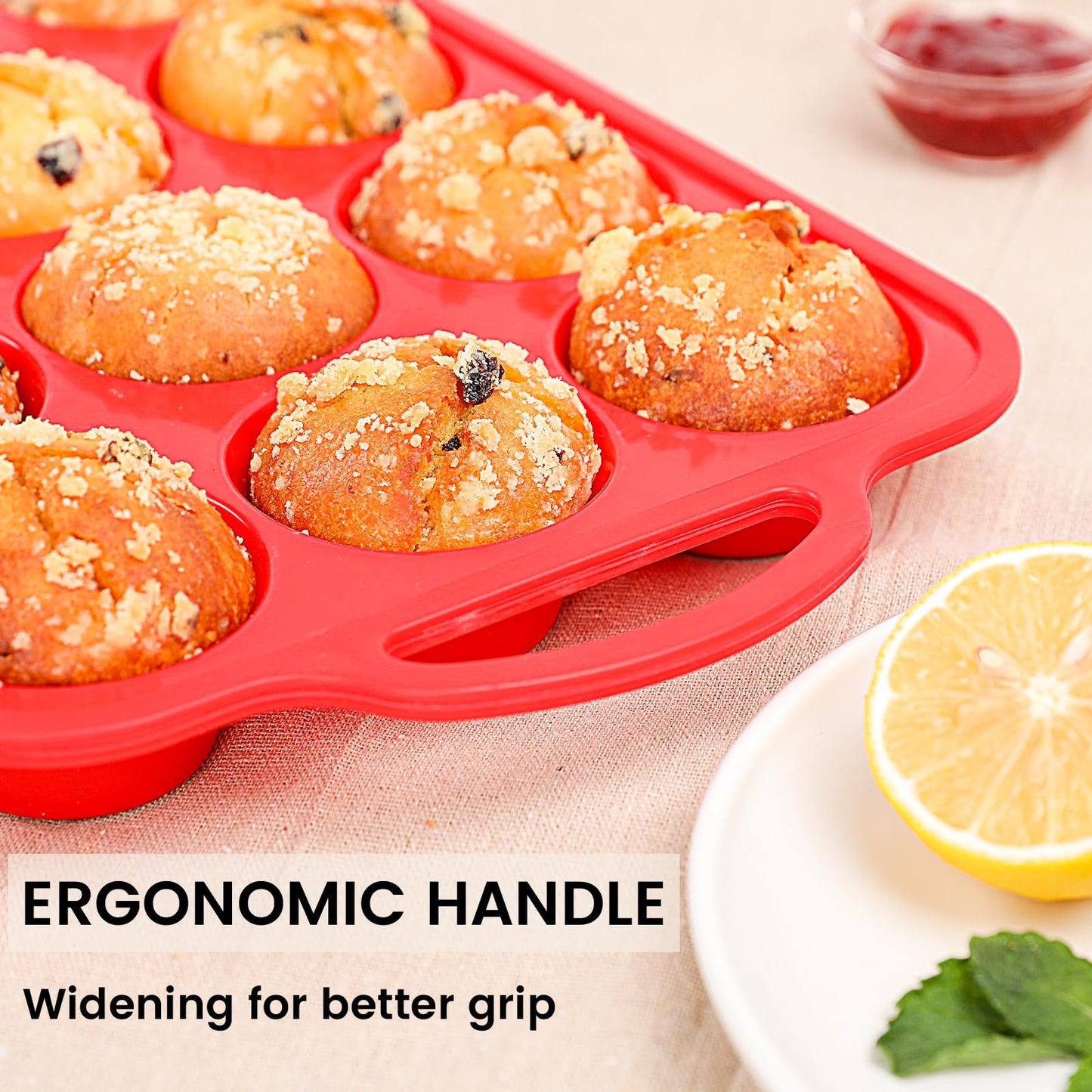 Vinino Silicone Muffin Pan, 12-Cup BPA Free