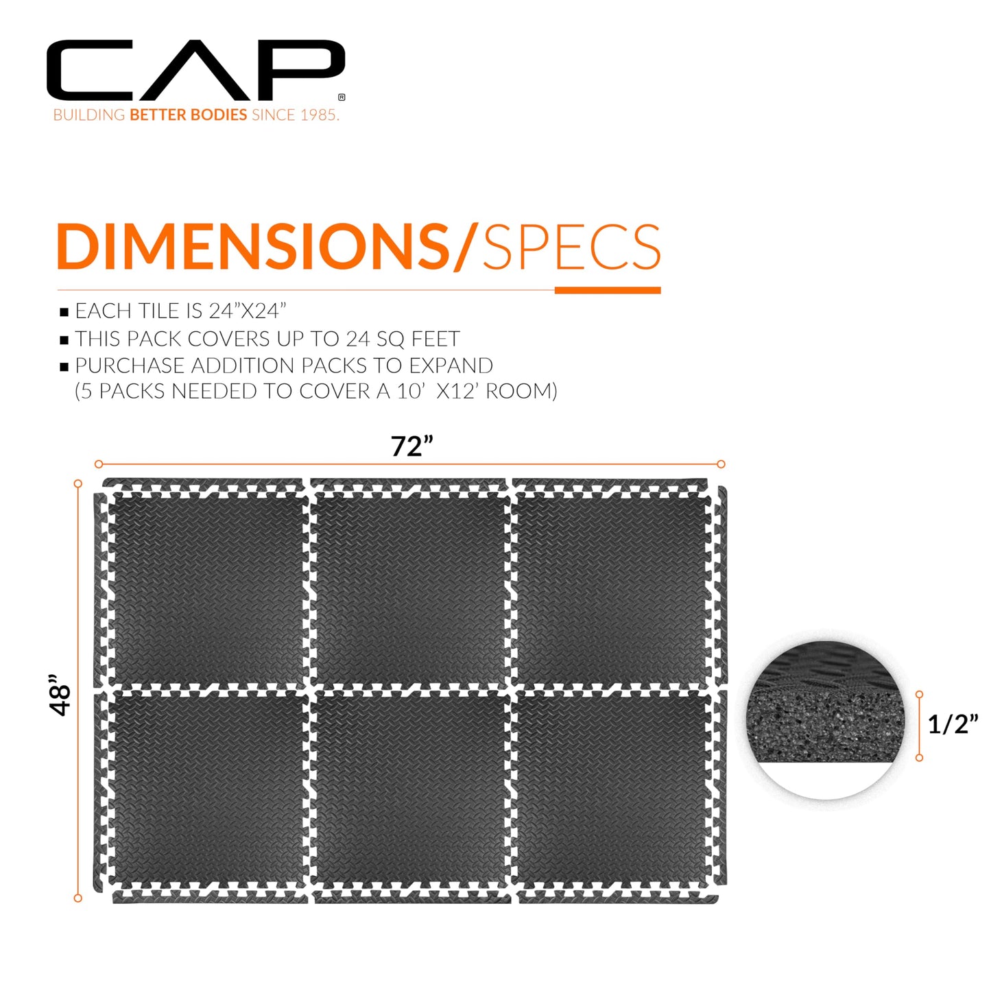 Cap Barbell 6-Piece Puzzle Exercise Mat Set