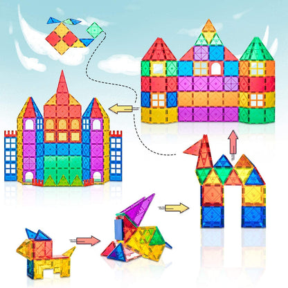 102 PIECES Compatible Magnetic Tiles Building Blocks Stem Toys for 3+ Year Old Boys and Girls Montessori Toys Toddler Kids Gifts Parents Approved Sensory Toys
