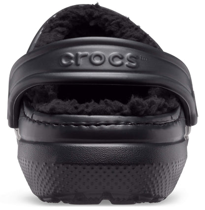 Crocs unisex adult Men's and Women's Classic Lined | Fuzzy Slippers Clog, Black/Black, 11 Women 9 Men US