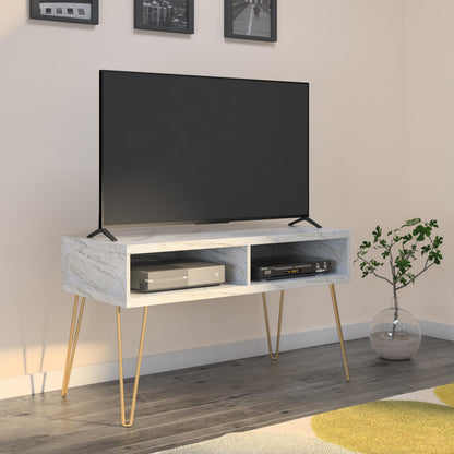 Novogratz Athena TV Stand for TVs up to 42", White Faux Marble