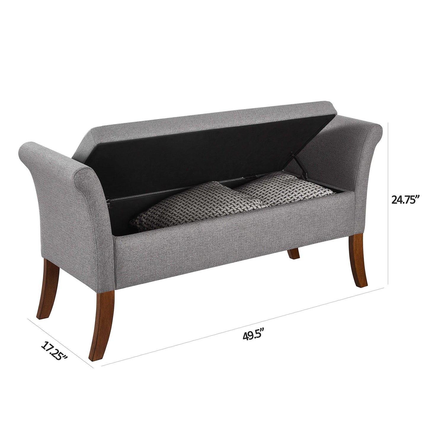 Ball & Cast Storage Ottoman Benches, 50", Grey & Walnut