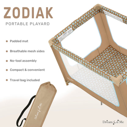 Dream On Me Zodiak Portable Baby Playard - Coffee/Blue