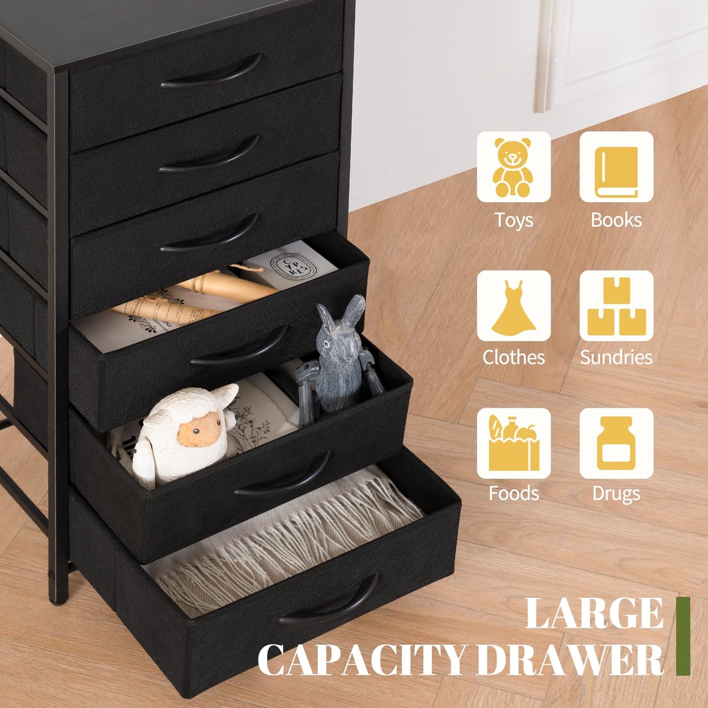 Yoobure Tall Nightstand with 6 Storage Drawers