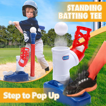 Kids Baseball Tee Set with Pitching Machine