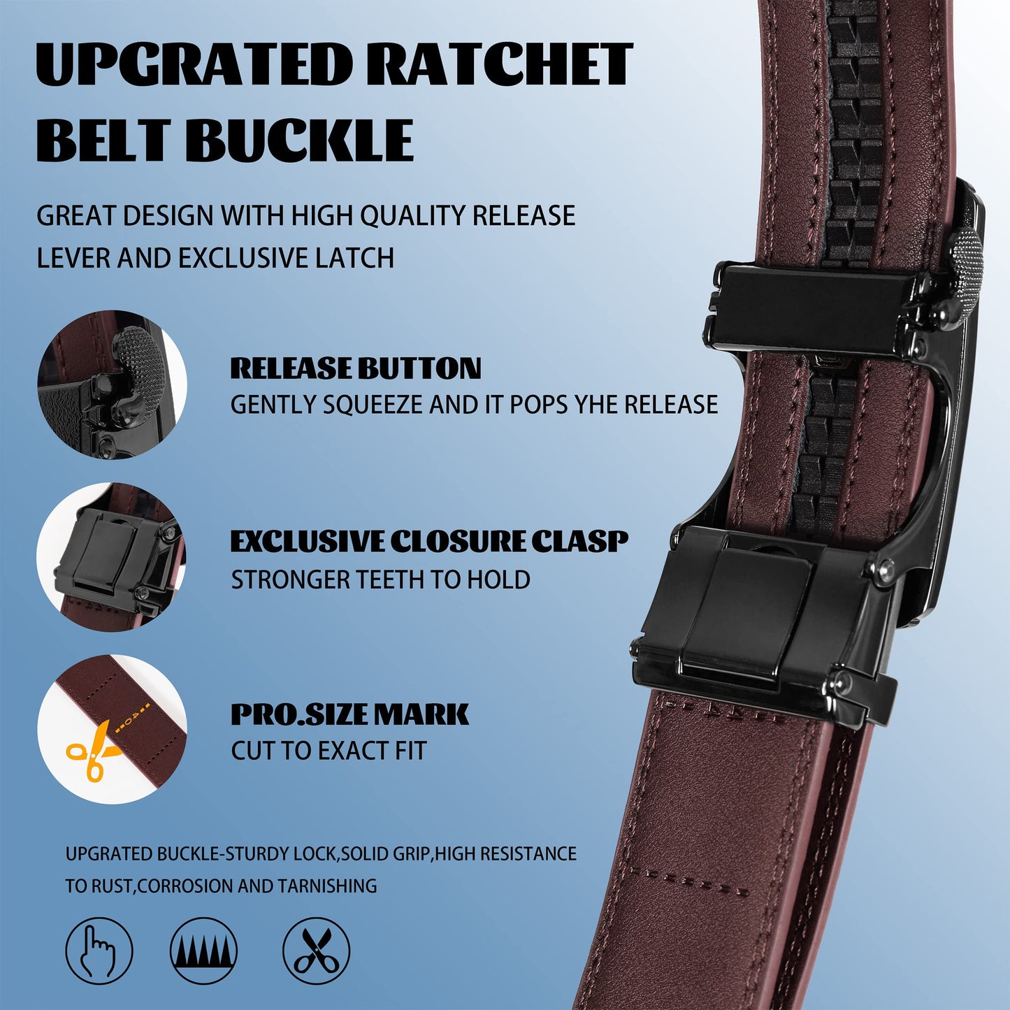 2 Pack Adjustable Ratchet Belts for Men