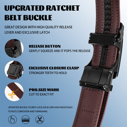 2 Pack Adjustable Ratchet Belts for Men