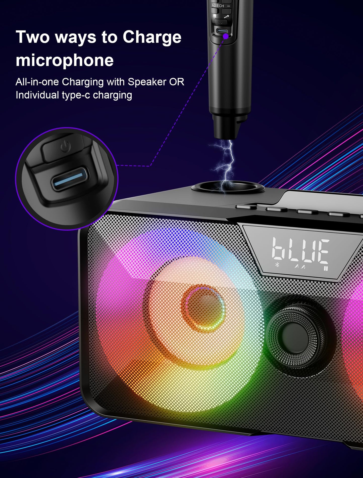 Karaoke Machine with Wireless Microphones and Speaker