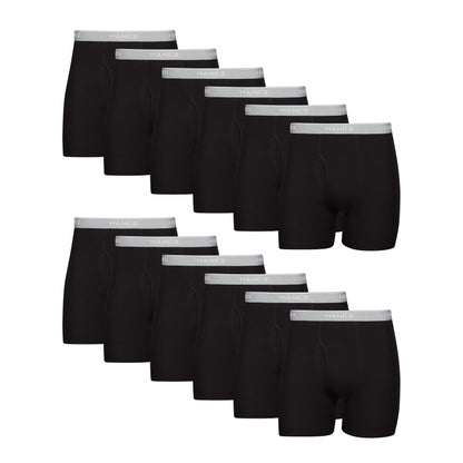 Hanes Cool Dri Boxer Briefs, 12-Pack, Black