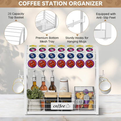 Metal K Cup Holder with Wooden Tray