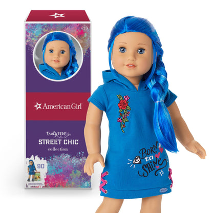 American Girl Truly Me 18-inch Doll #90 with Blue Eyes, Long Blue Hair, and Lt-to-Med Skin in Skater Dress, For Ages 6+