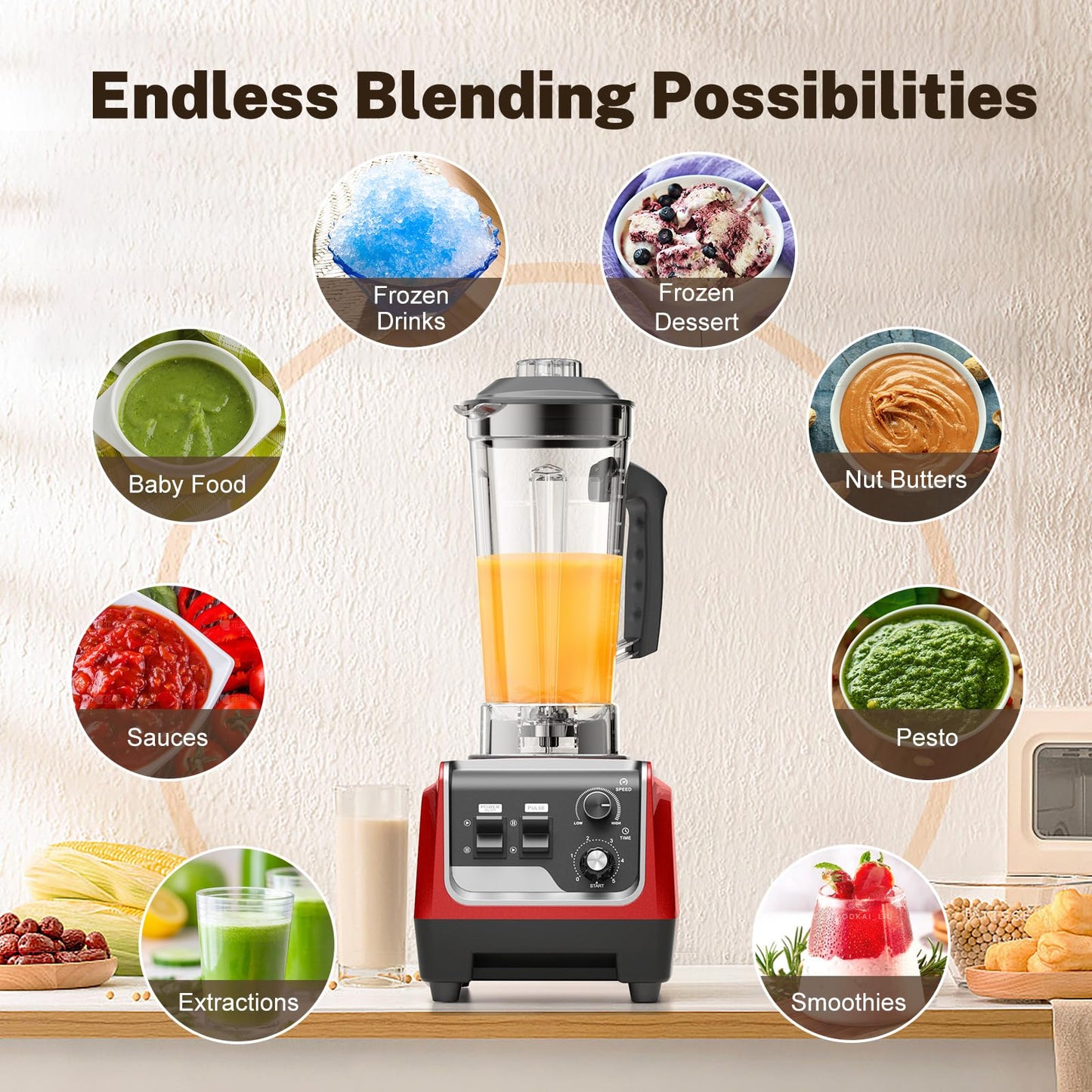 MAGETANG 1800W Smoothie Blender with 70 Oz Capacity