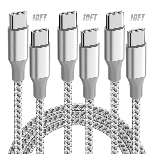 3 Pack USB C to USB C Cable 10FT Fast Charger