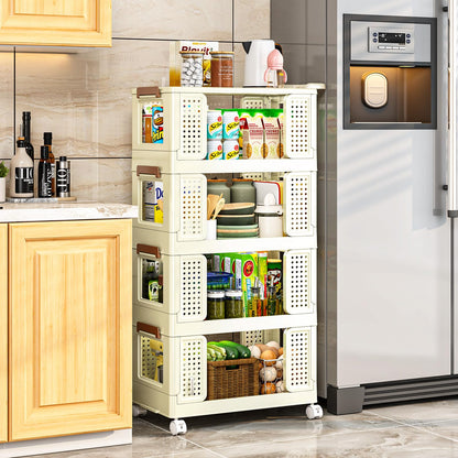4 Tier Storage Bins with Lids, Plastic Storage Bins With Wheels, Collapsible Storage Bins With Handle, Closet Organizers and Storage