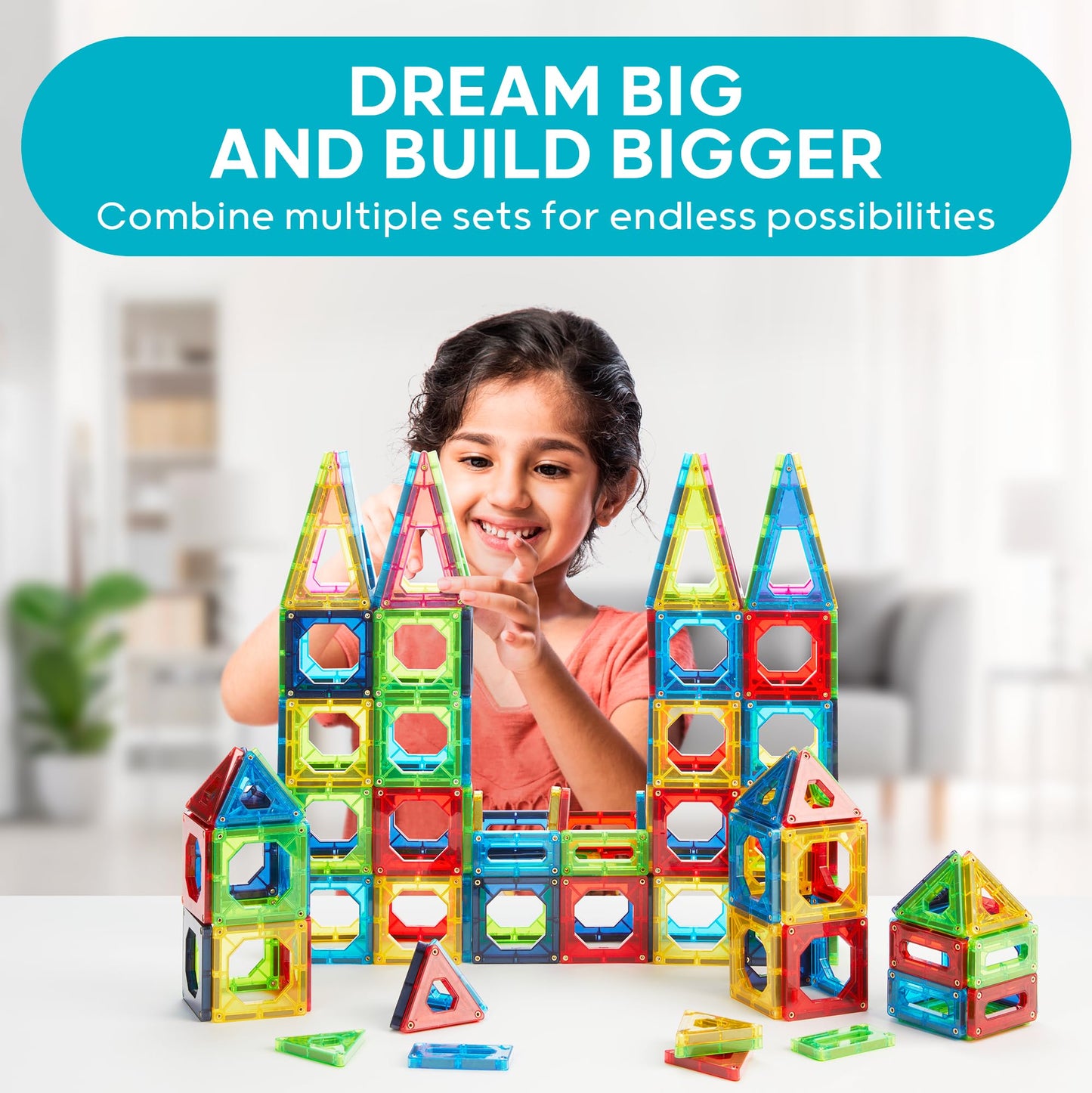 100-Piece Discovery Kids Magnetic Tile Set