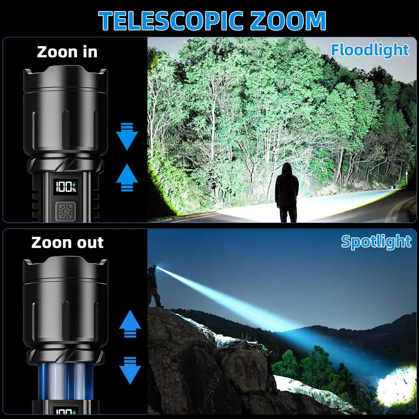 2000LM KNIBO Tactical Rechargeable Flashlight