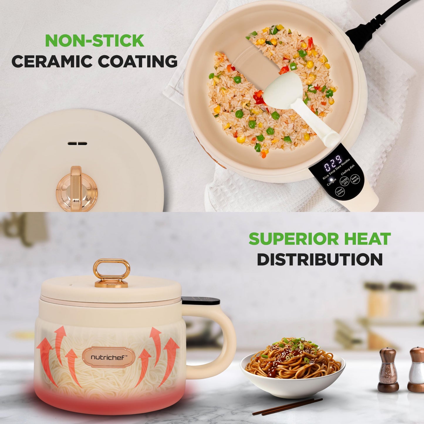 NutriChef 1.6 QT Electric Rice Cooker & Lunch Maker