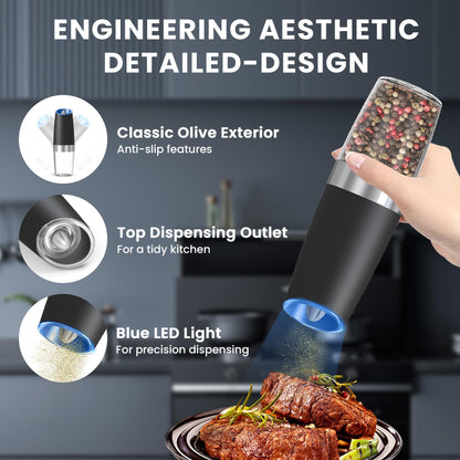 2 Pack Electric Salt and Pepper Grinders