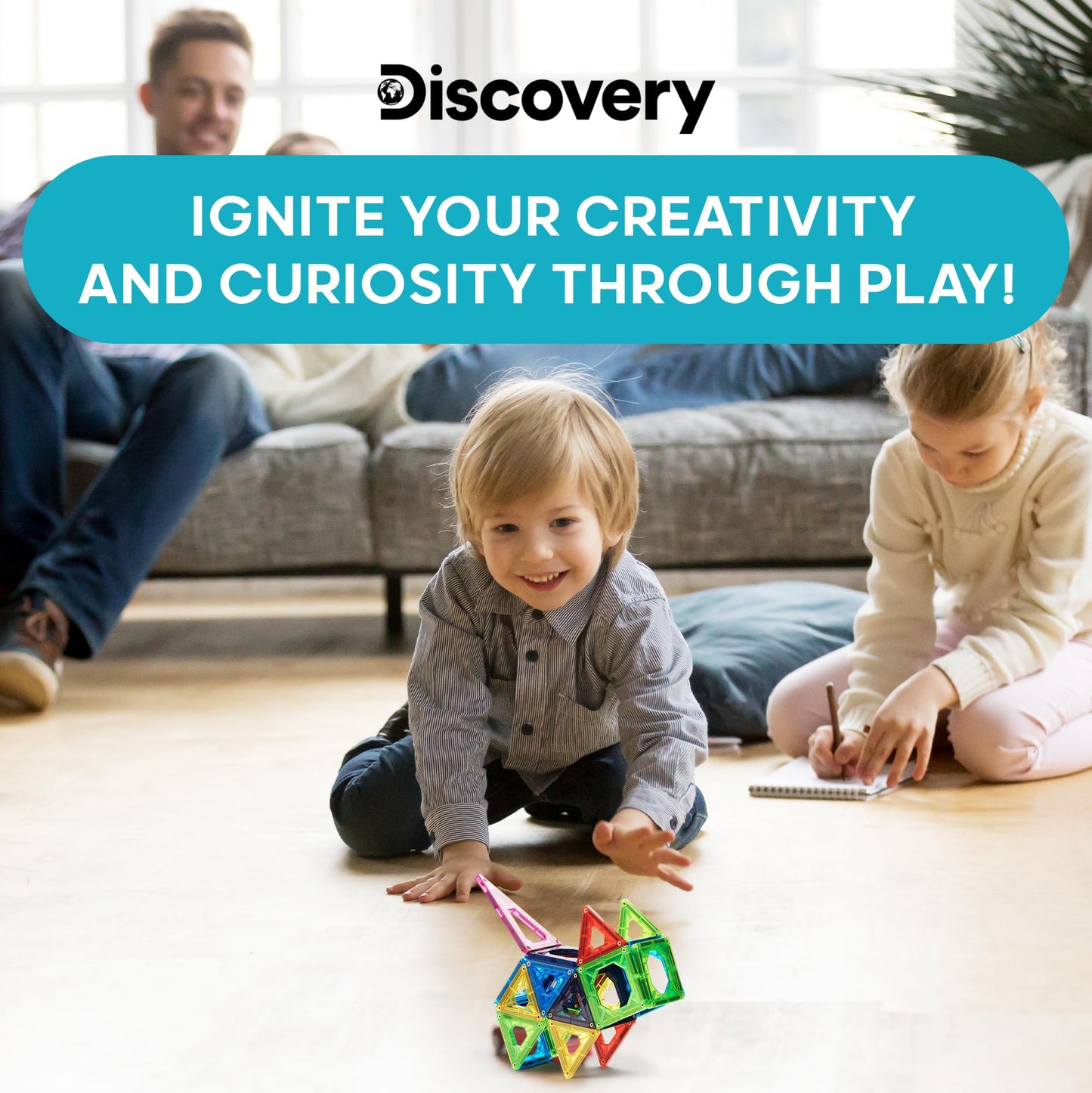 100-Piece Discovery Kids Magnetic Tile Set