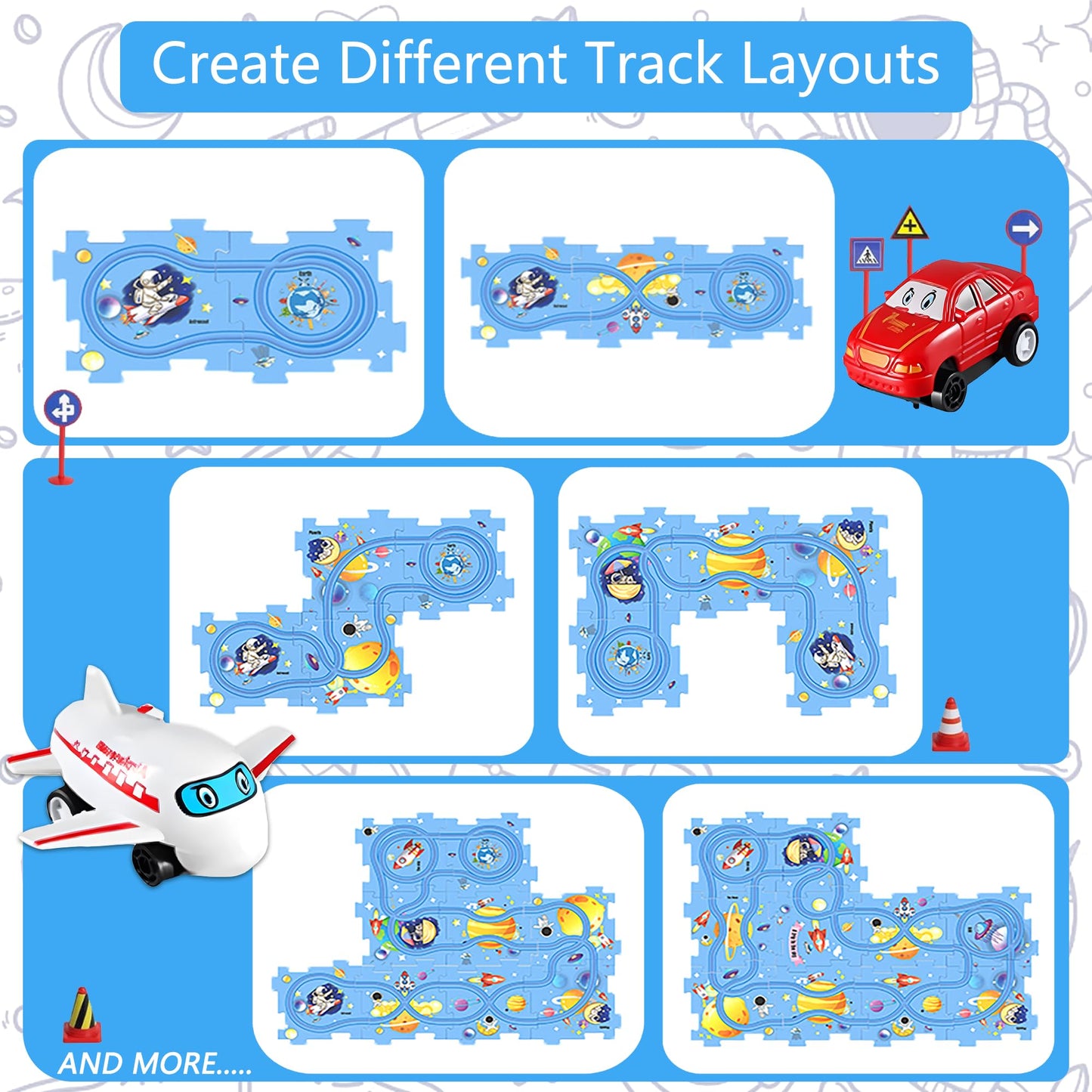 Puzzle Race Track Car Set for Kids Ages 3-6