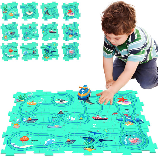 Kids Puzzle Rail Car Play Set for Toddlers