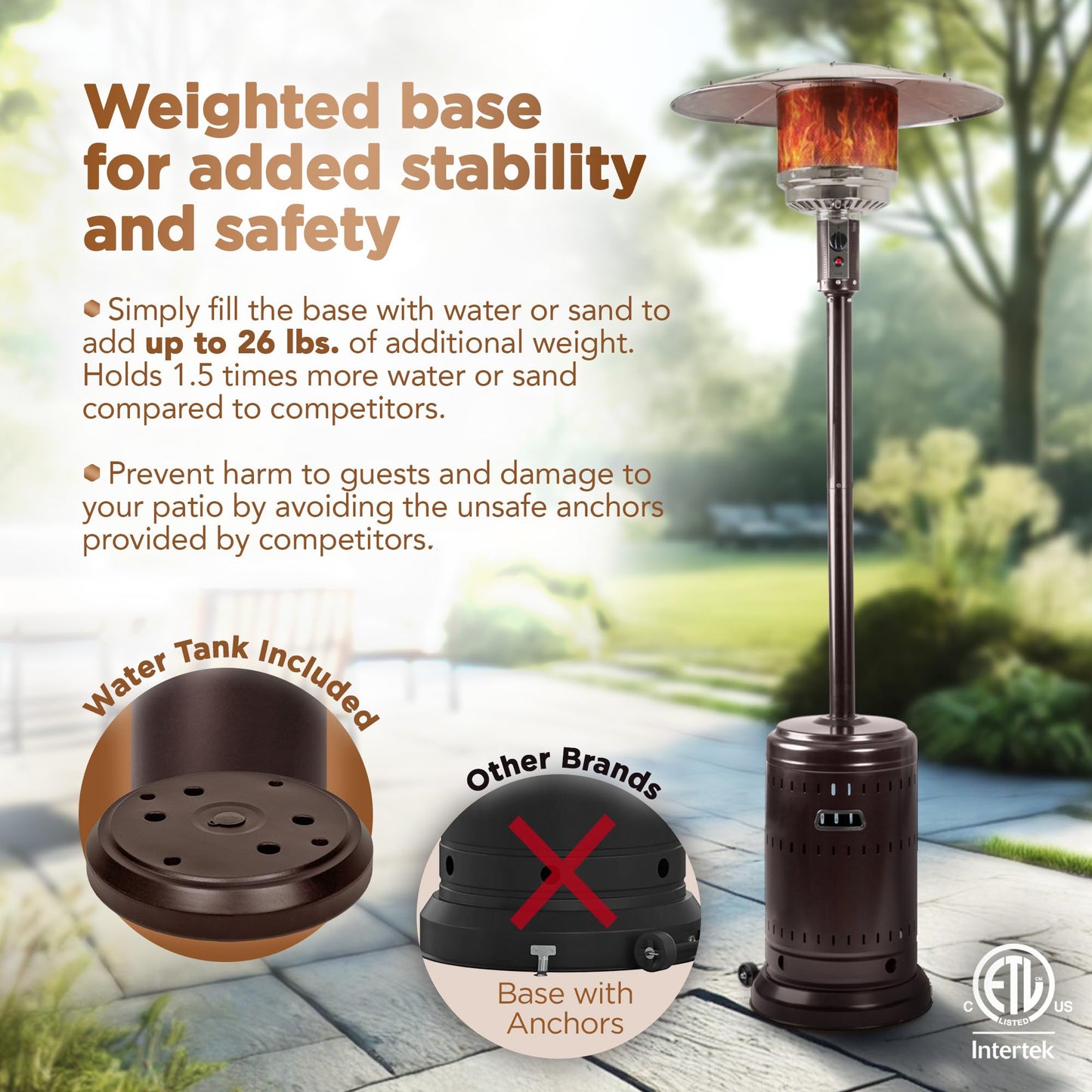 Amazon Basics Outdoor Propane Patio Heater with Wheels